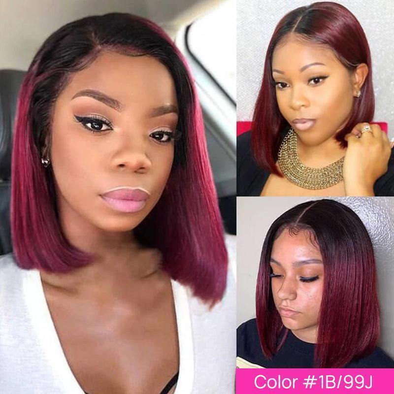 burgundy bob wig human hair