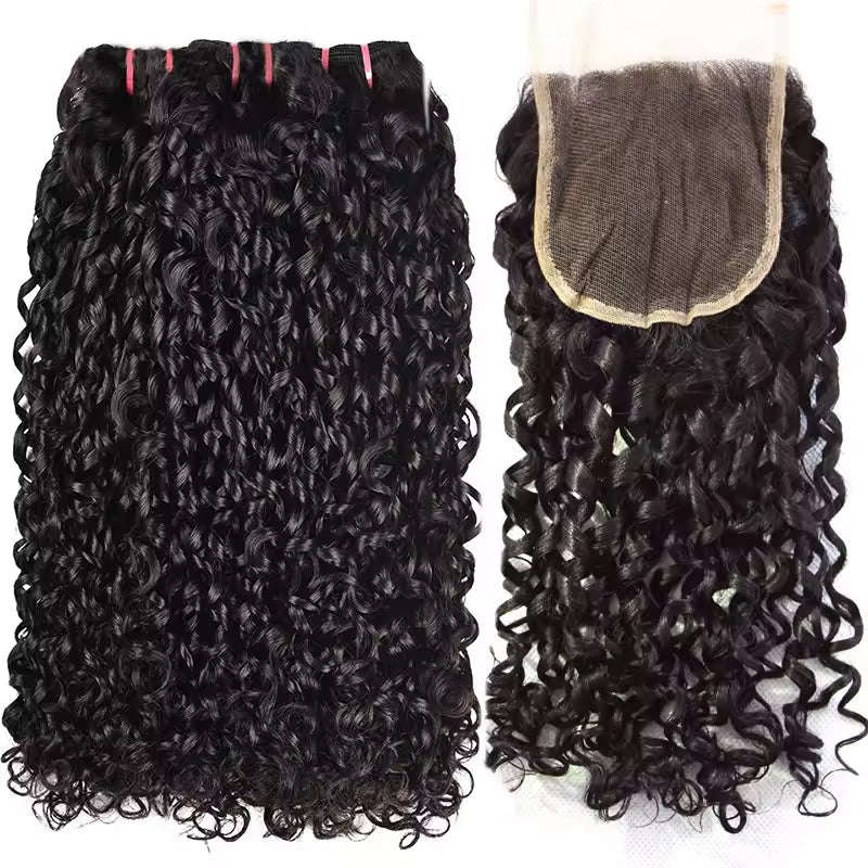 curly human hair bundles with closure