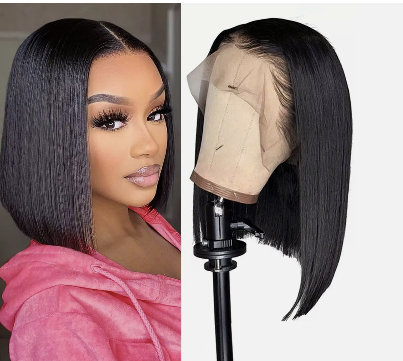 straight black bob wig