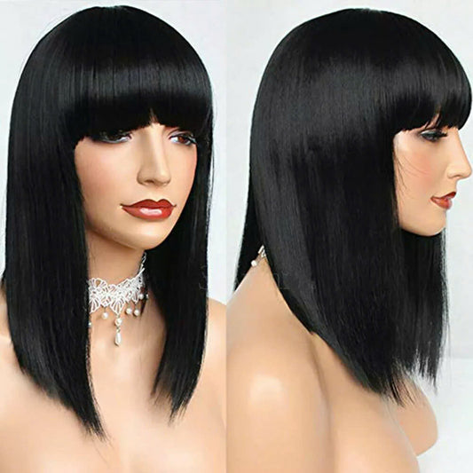 bob wig with bangs human hair