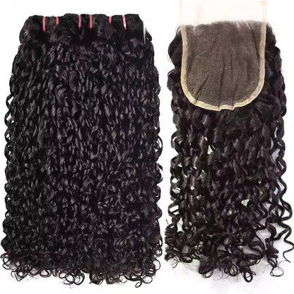 curly human hair bundles with closure