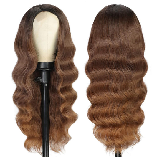 Ombre Brown Body Wave Wig – 22 Inches, Soft & Voluminous